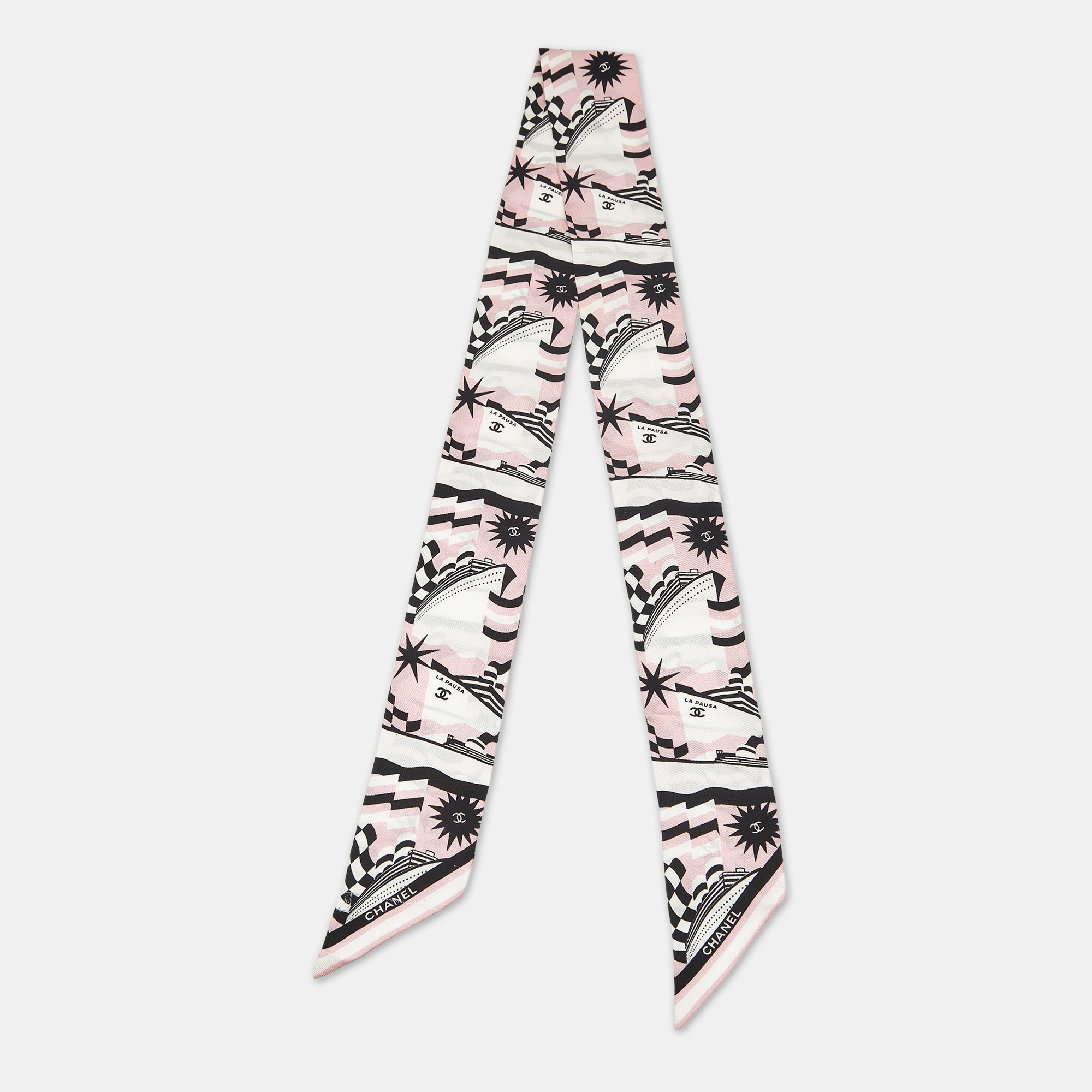 

Chanel Pink Printed Silk Bandeau