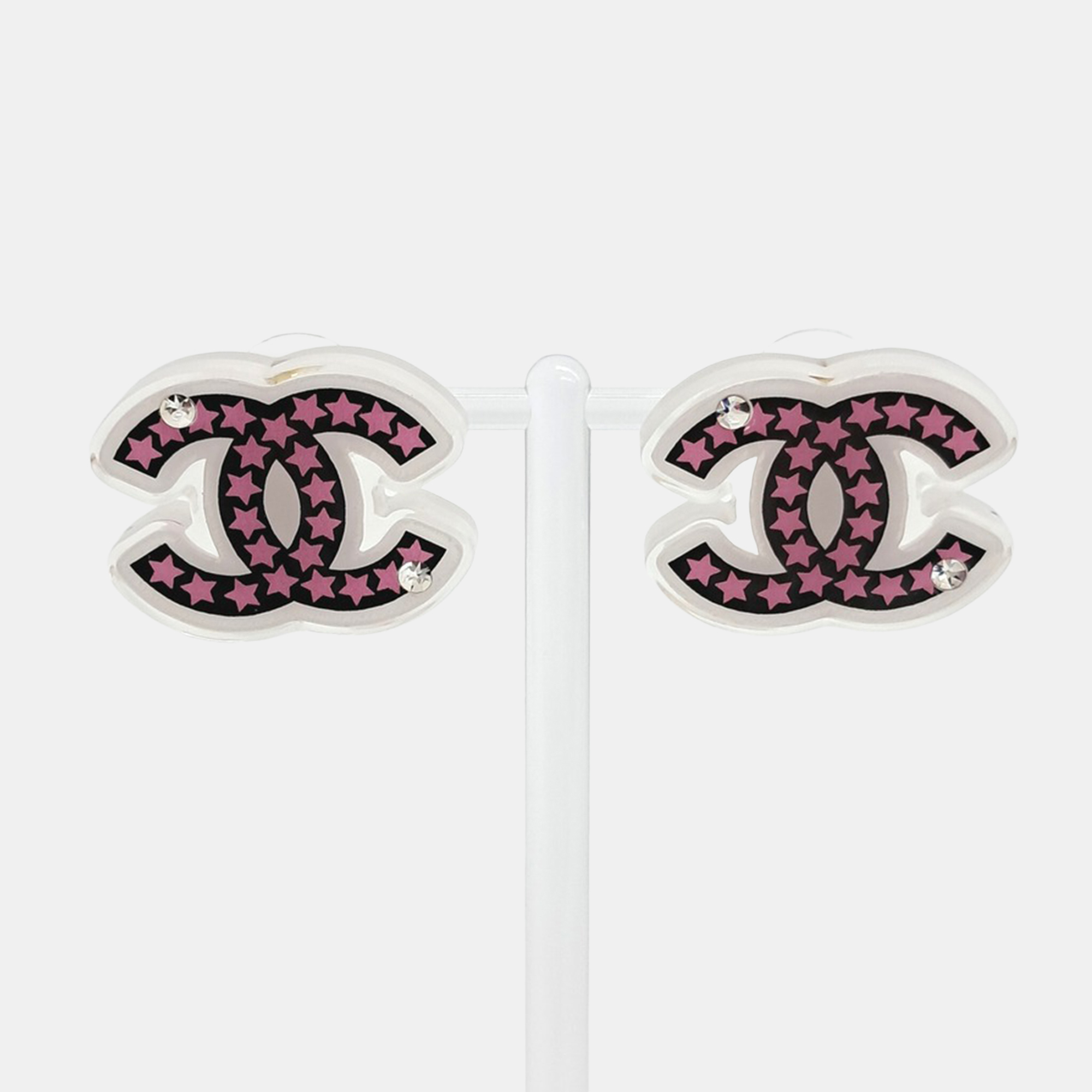 

Chanel Acrylic Logo Earrings, Multicolor