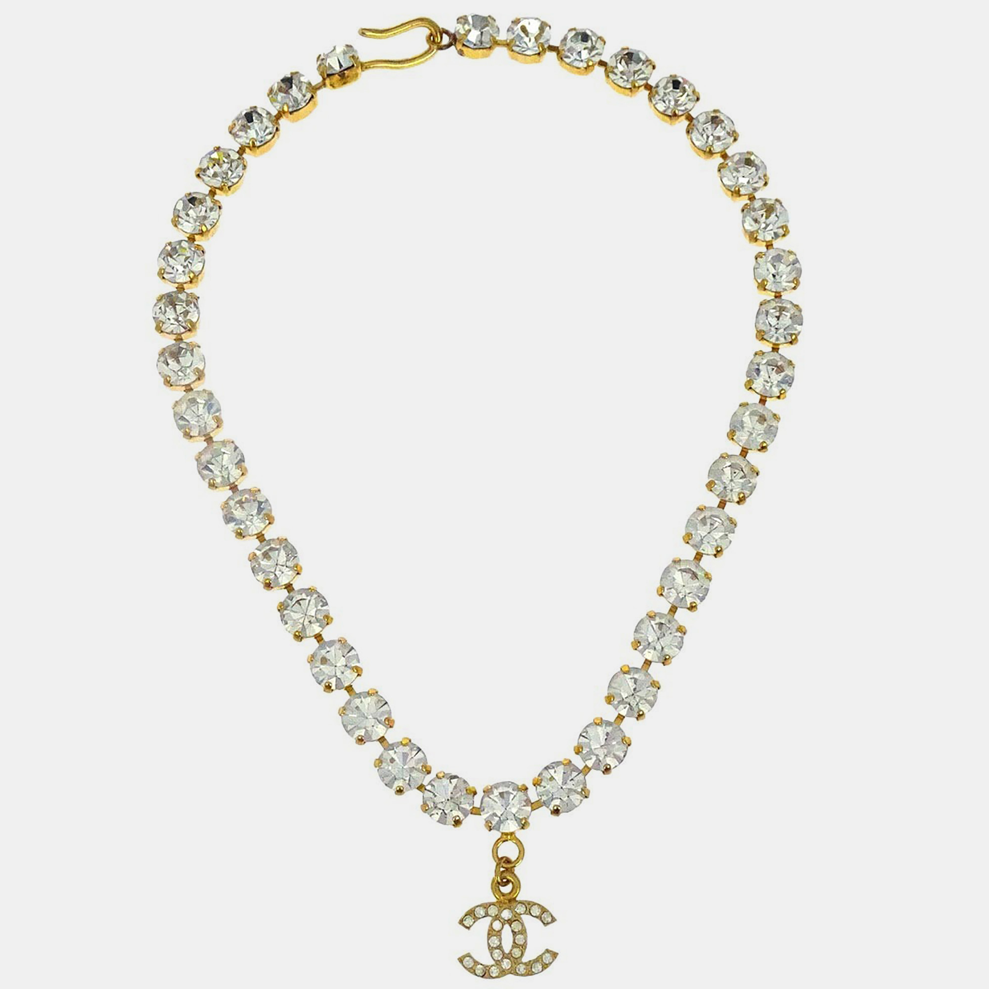 

Chanel CC Chain Pendant Gold Rhinestone Necklace