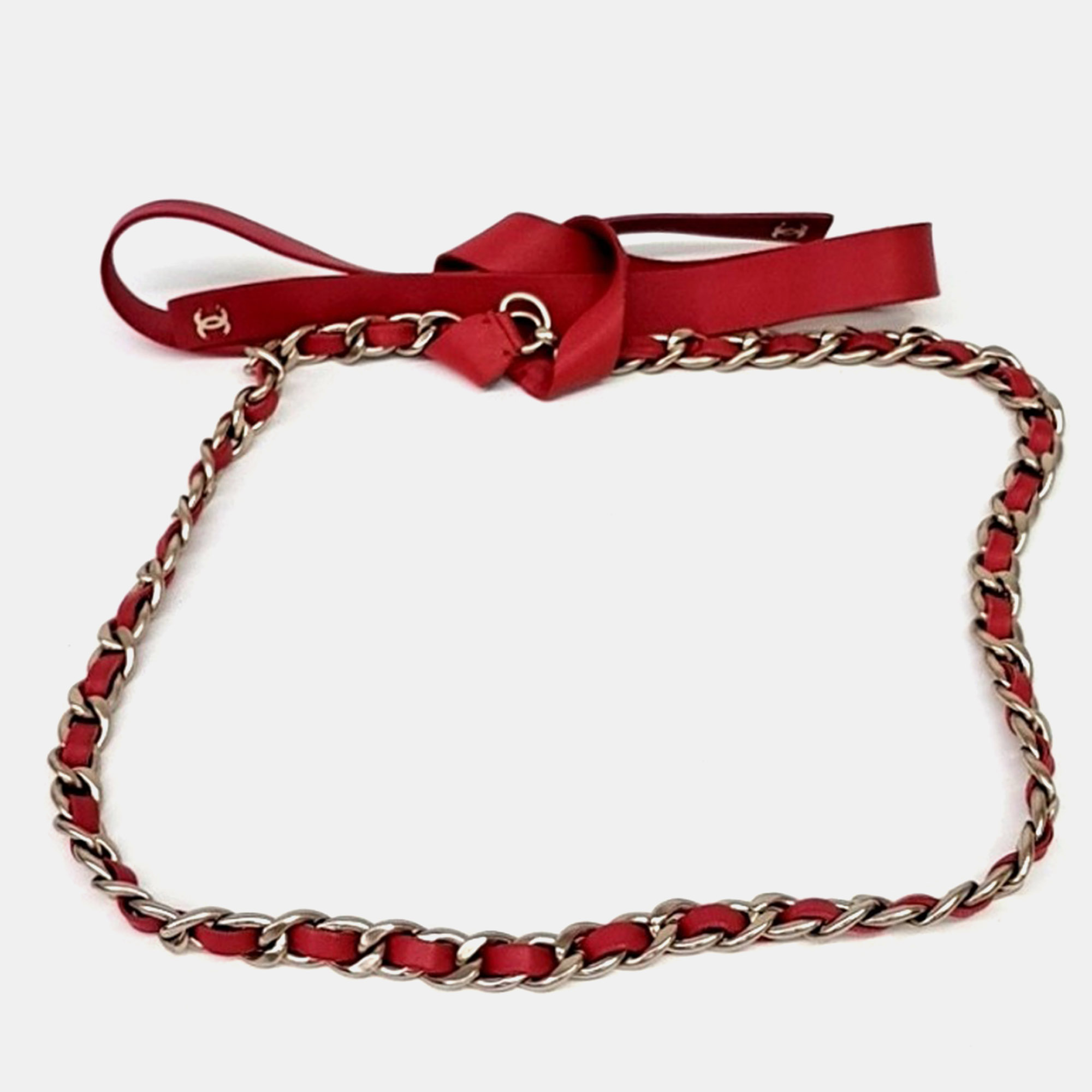 

Chanel Red Leather Chain Belt SHW
