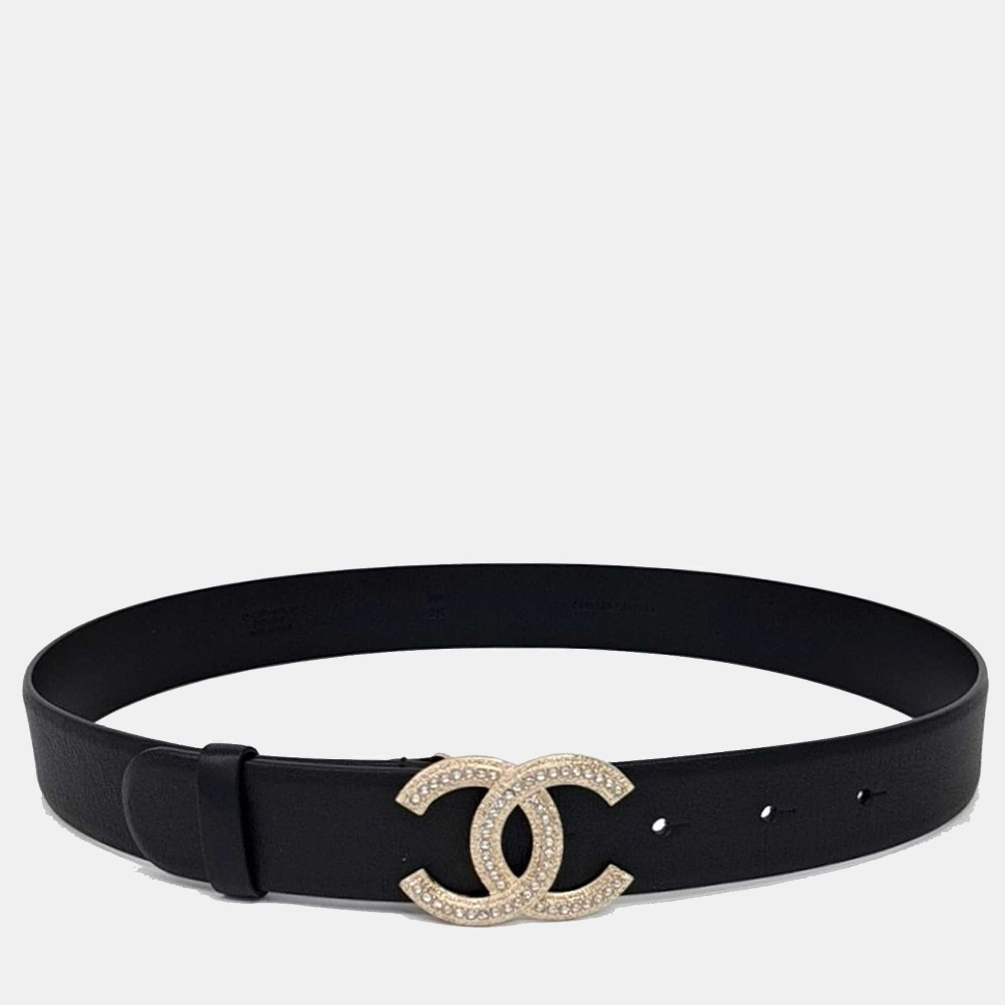 Chanel CC Black Leather Belt
