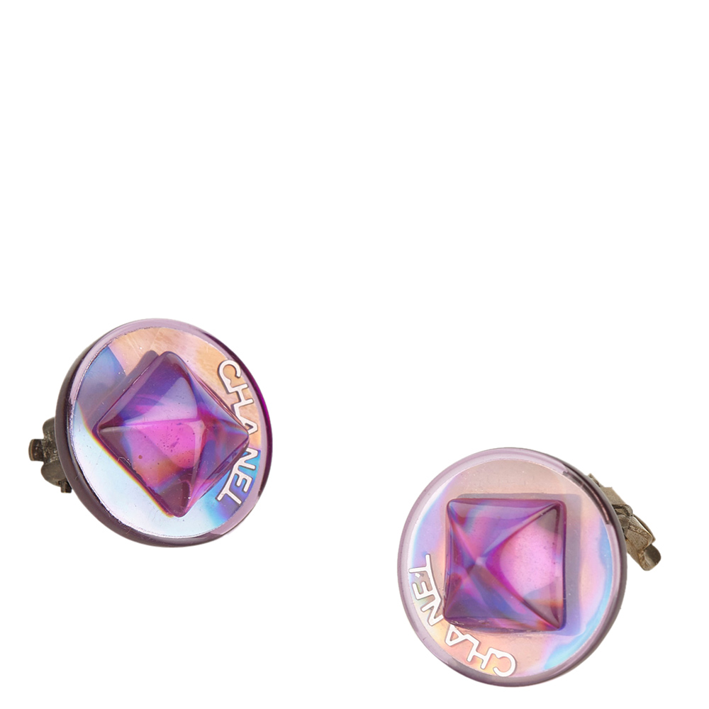 

Chanel Circular Push Back Earrings, Purple