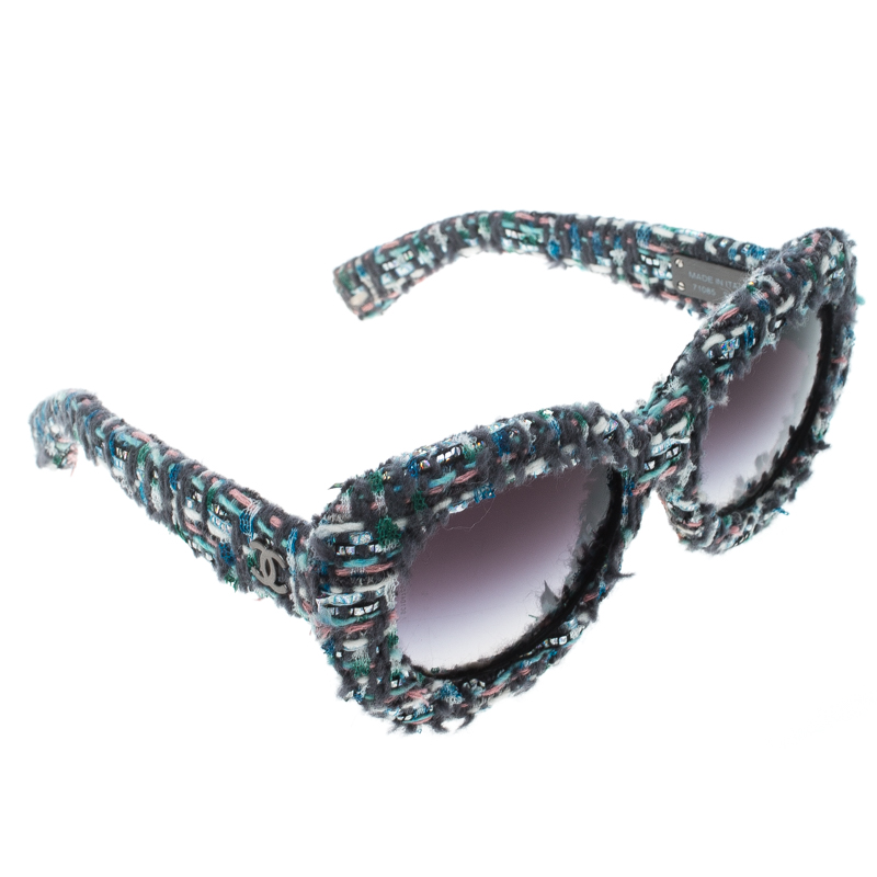 Chanel Multicolor Tweed/Black Gradient 71085 Oversized Sunglasses