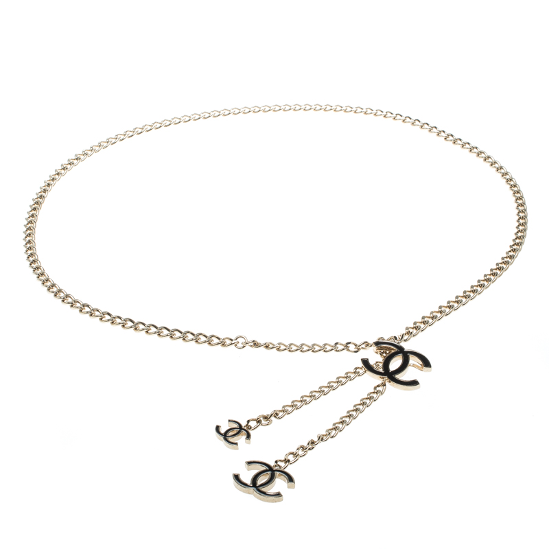 Chanel CC Enamel Gold Tone Chain Link Belt / Necklace