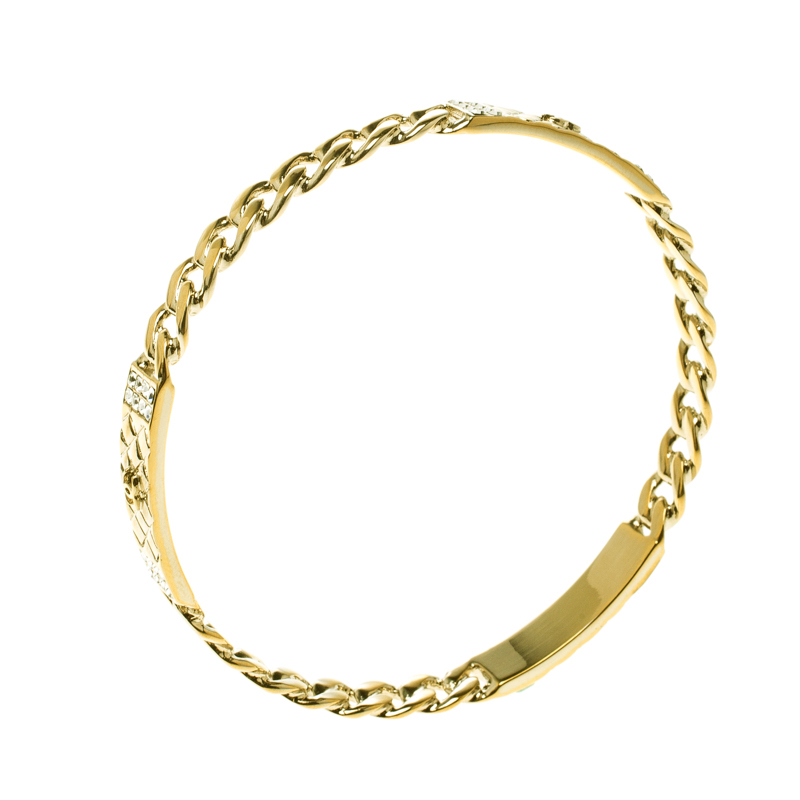 

Chanel CC Crystal Textured Chain Link Gold Tone Bangle Bracelet