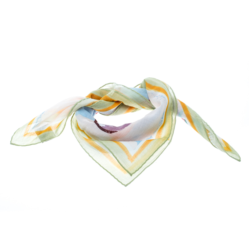 Pre Owned وشاح شانيل فيفا كوكو كوبا ليبريه قطن منقوش متعدد الألوان مربع