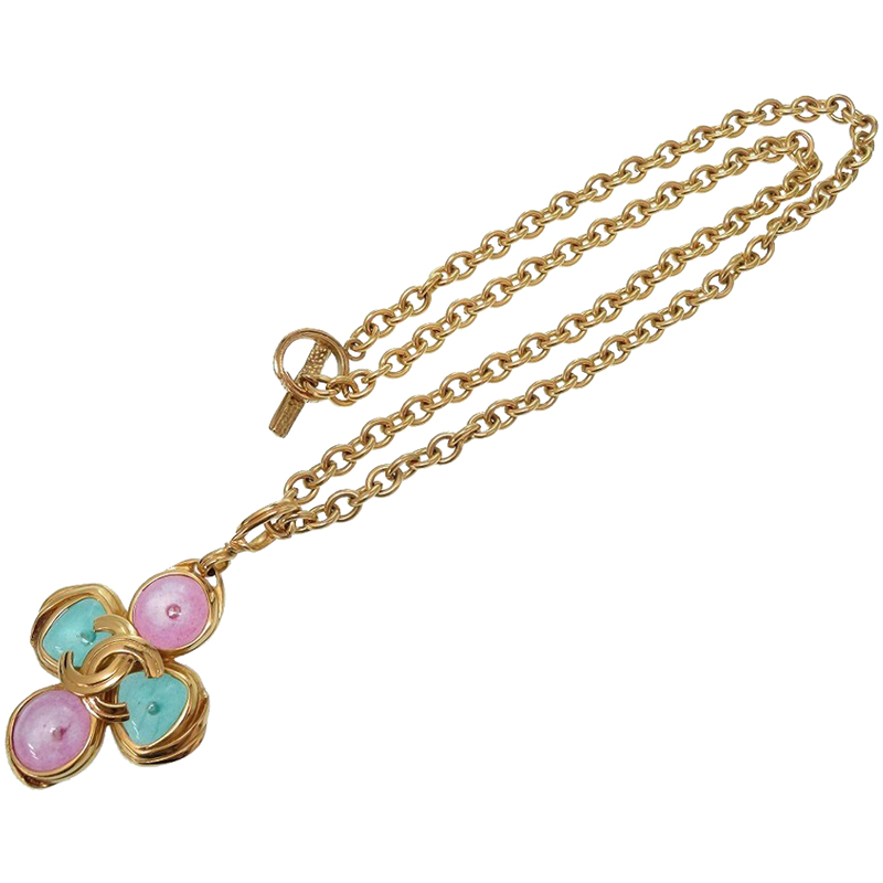 

Chanel Stone Gold Tone Pendant Necklace