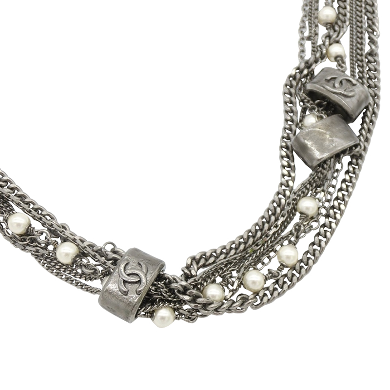 

Chanel Multistrand Faux Pearl Silver Tone Long Necklace
