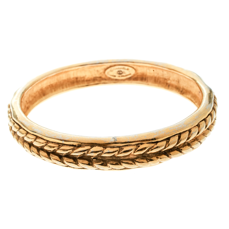 مملوكة مسبقًا Chanel Vintage Braided Texture Gold Plated Bangle Bracelet