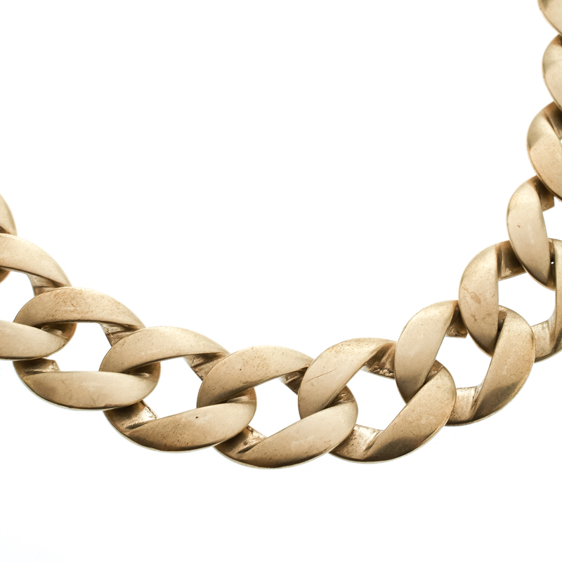 

Chanel Gold Tone Chain Link Choker Necklace