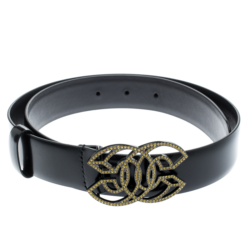 

Chanel Black Leather CC Belt