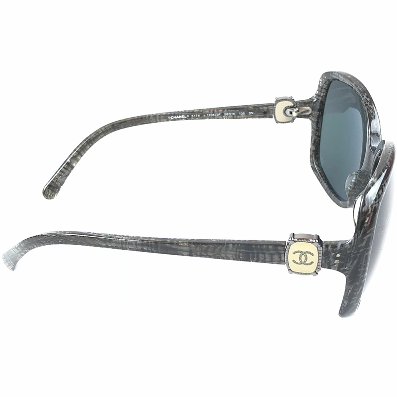 

Chanel Gray Tweed-Effect Oversized Sunglasses, Grey