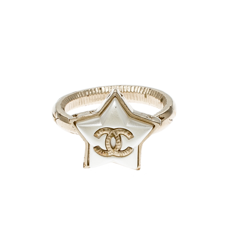 

Chanel Cocomark Star Gold Tone Ring Size