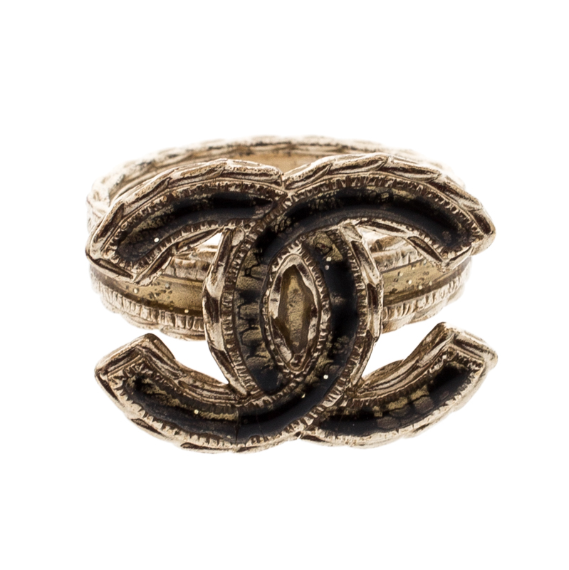 

Chanel CC Resin Gold Tone Ring Size