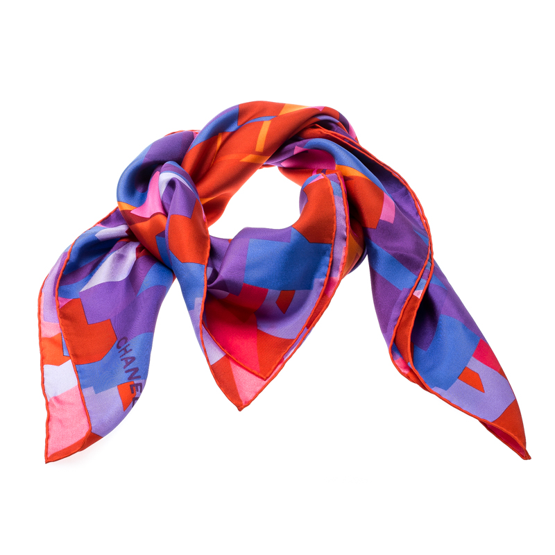 

Chanel Multicolor Data Center Printed Silk Square Scarf