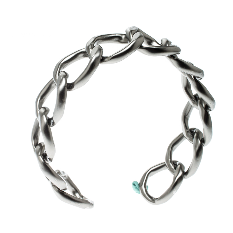 

Chanel Gunmetal Tone Rigid Chain Link Choker Necklace, Grey