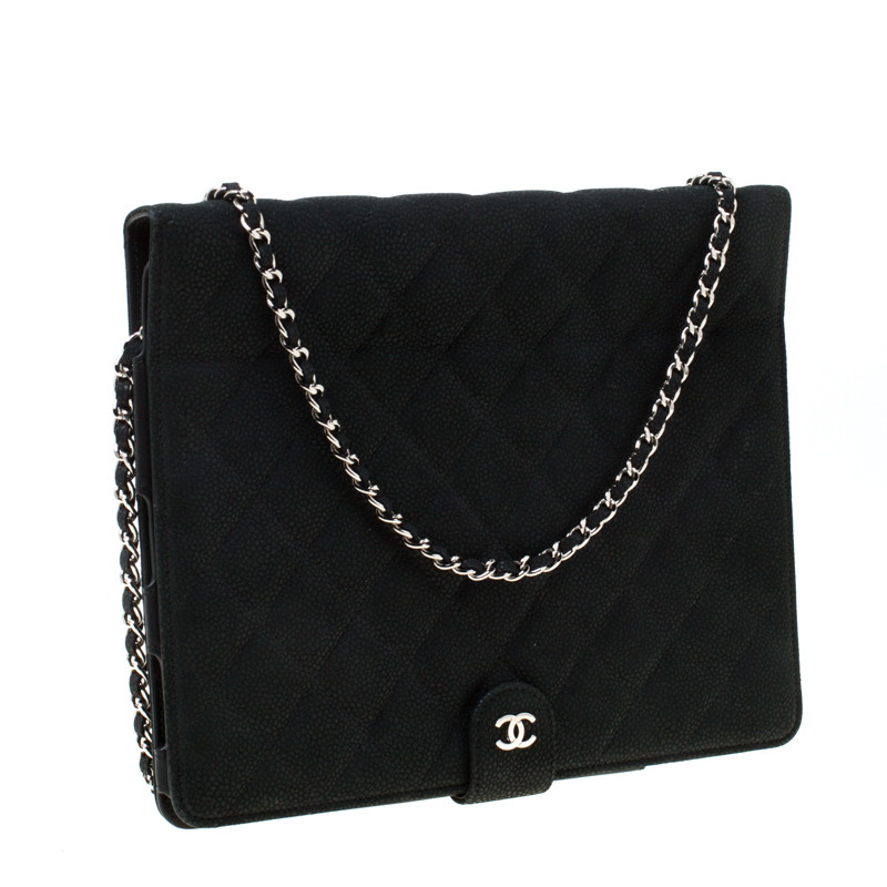 

Chanel Black Quilted Nubuck Leather Crossbody iPad Case