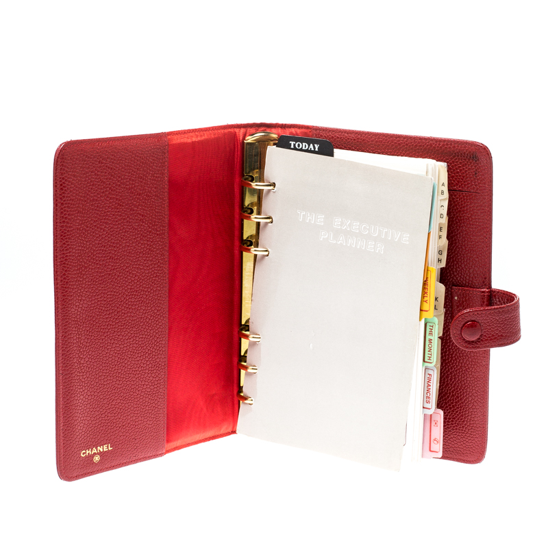 

Chanel Red CC Leather Agenda Notebook Cover