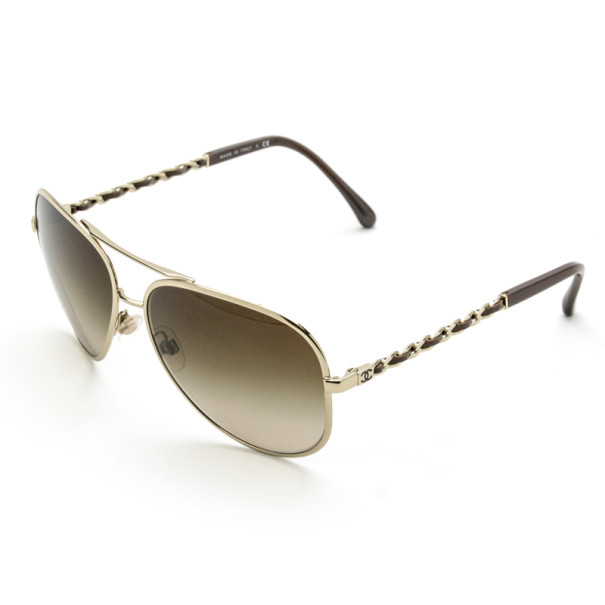 Chanel Gold Framed Aviator Sunglasses For Sale at 1stDibs  gold framed  sunglasses, chanel sunglasses gold frame, chanel gold aviator sunglasses