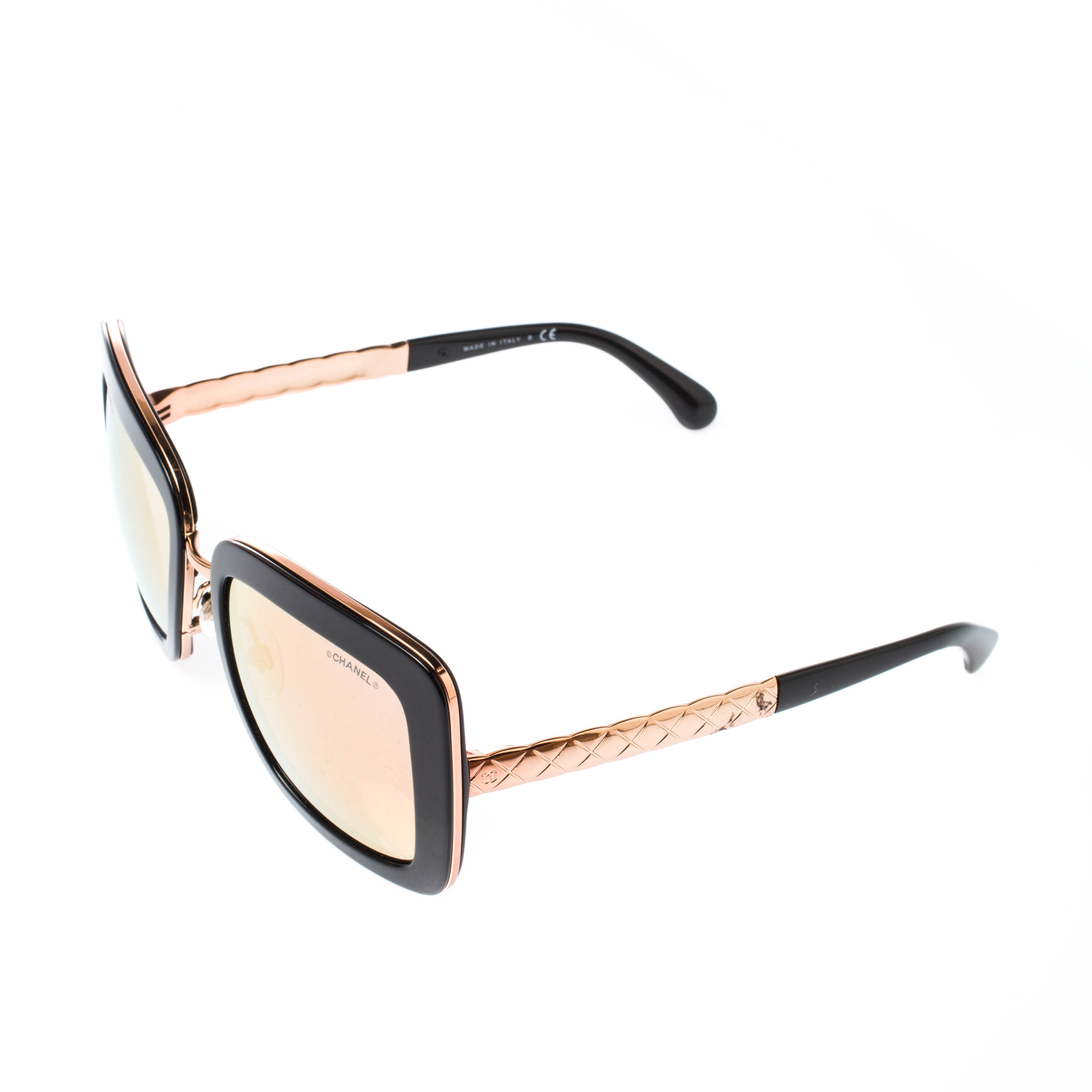 CHANEL Metal Square Spring Sunglasses 5369 Black Pink Gold 187569