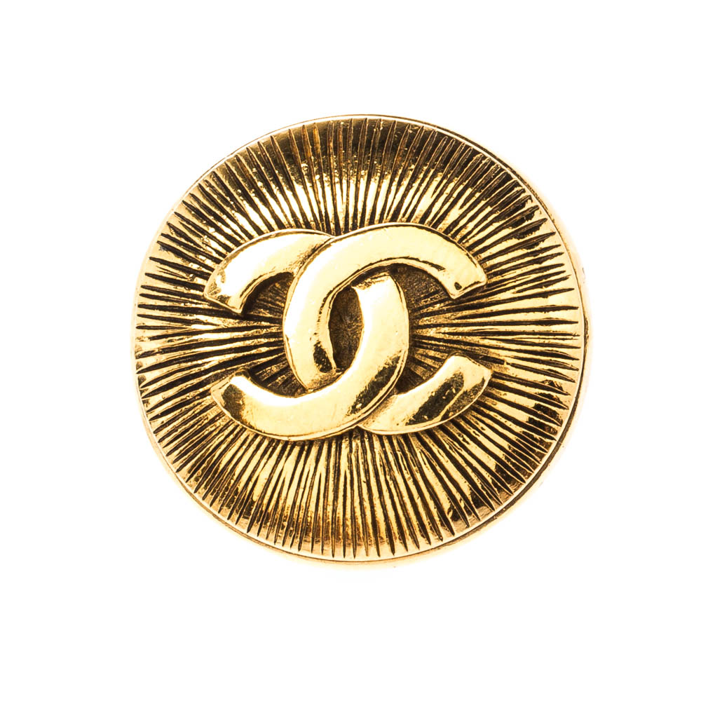 Chanel Vintage CC Gold Tone Pin Brooch 