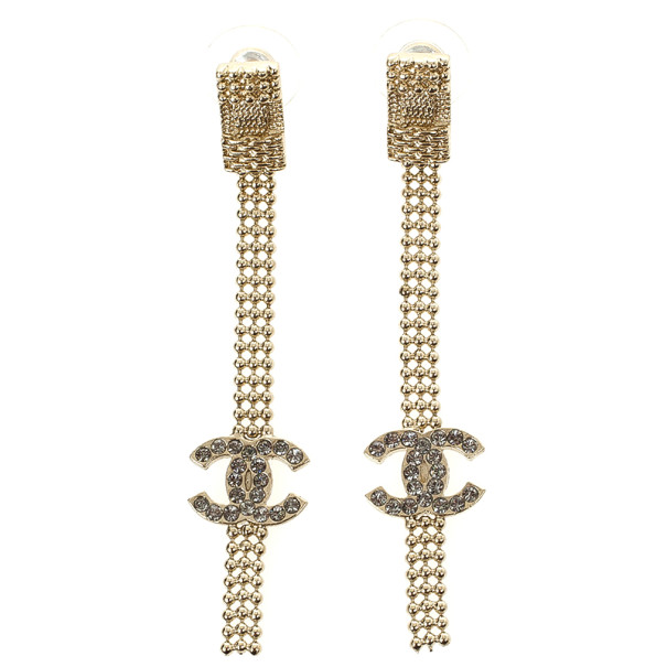 Pre Owned Chanel Pendant CC Crystal Earrings