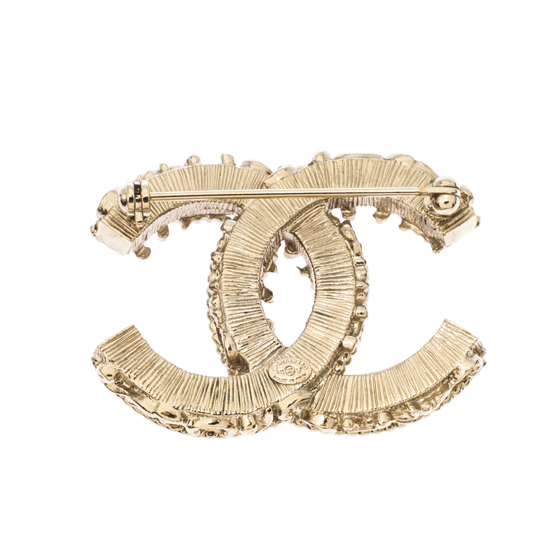 

Chanel CC Black Enamel Gold Tone Pin Brooch