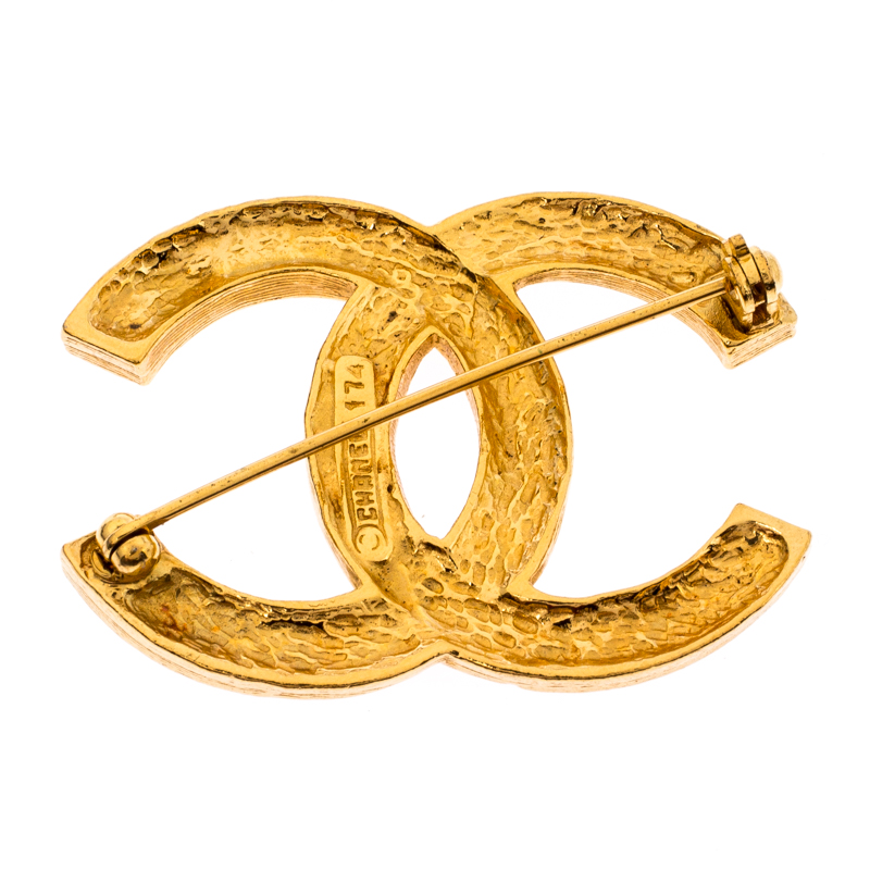

Chanel CC Crystal Gold Tone Pin Brooch