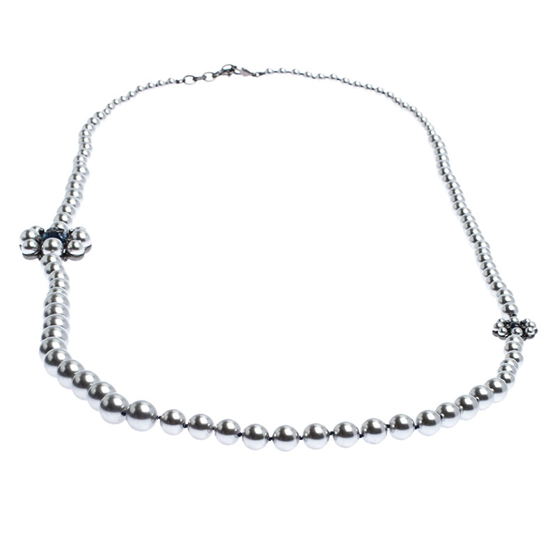 

Chanel Faux Pearl Long Strand Necklace, Grey