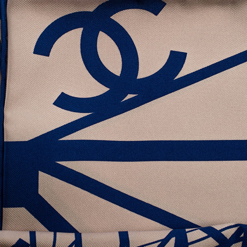 

Chanel Beige & Blue CC Geometric Silk Scarf