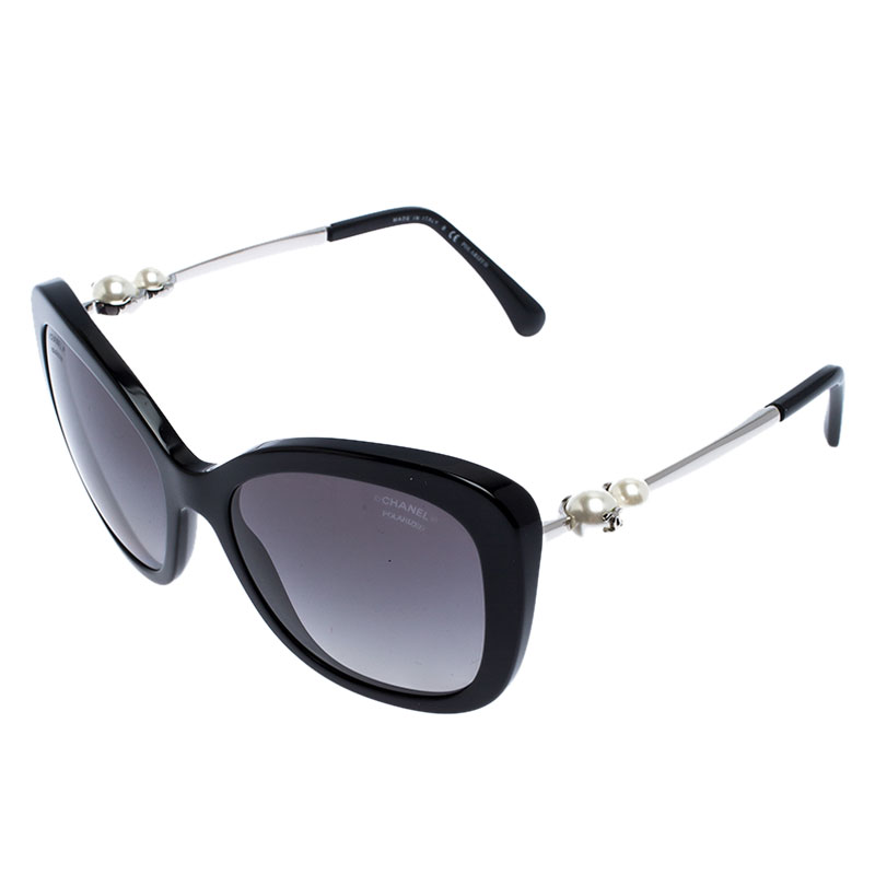 Chanel Black 5339-H Pearl Oversize Sunglasses Chanel