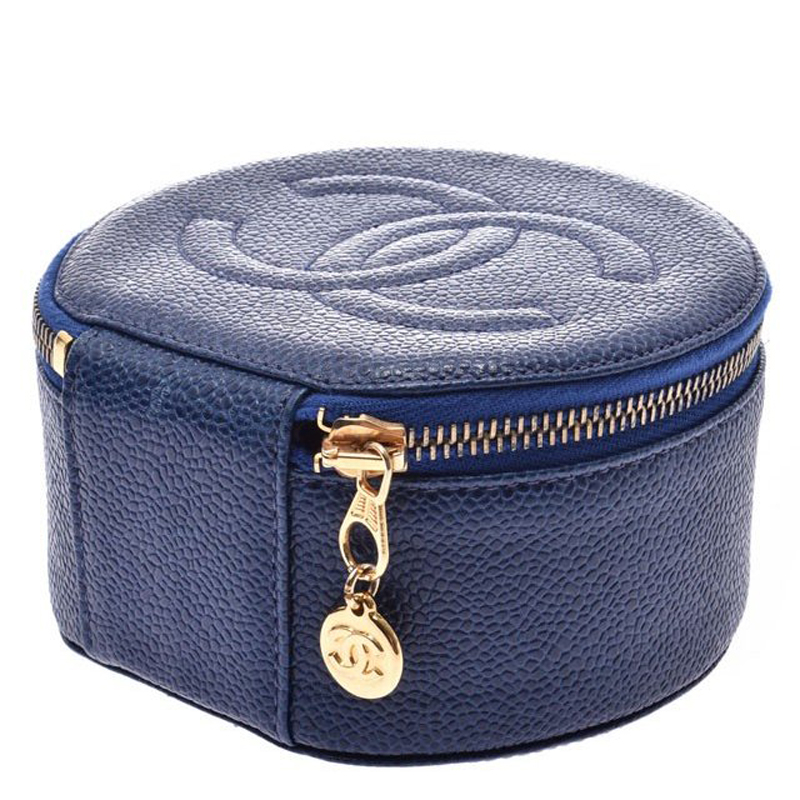 

Chanel Blue Caviar Skin Leather Jewelry Case
