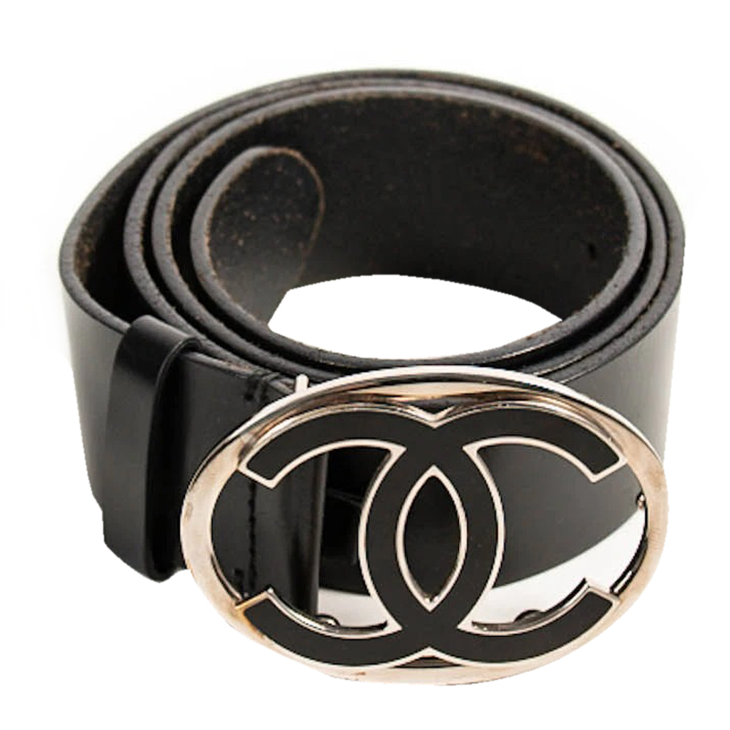 

Chanel Black Leather Cc Belt