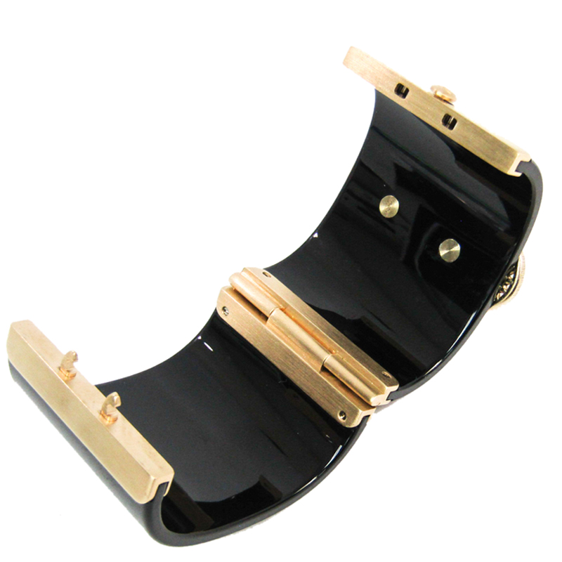 

Chanel Black Coco Plastic Shell Bangle Size F