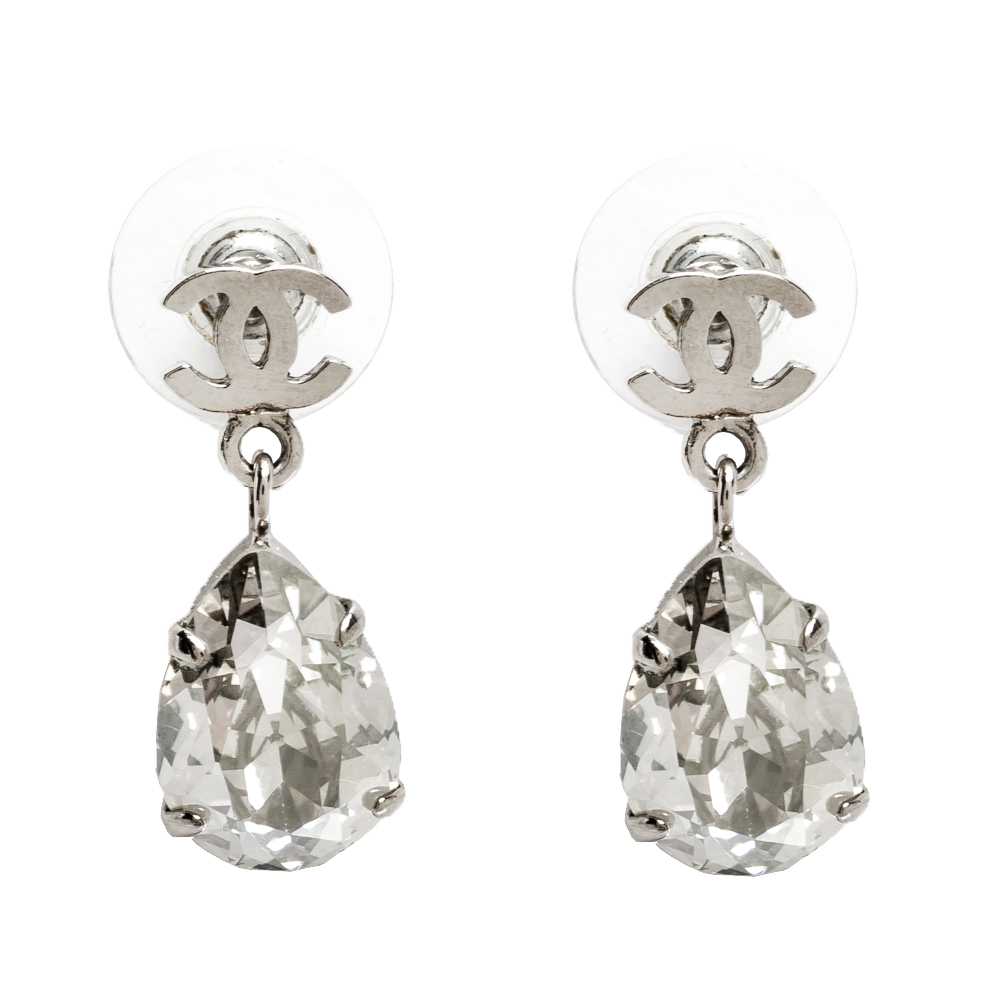 chanel crystal drop earrings
