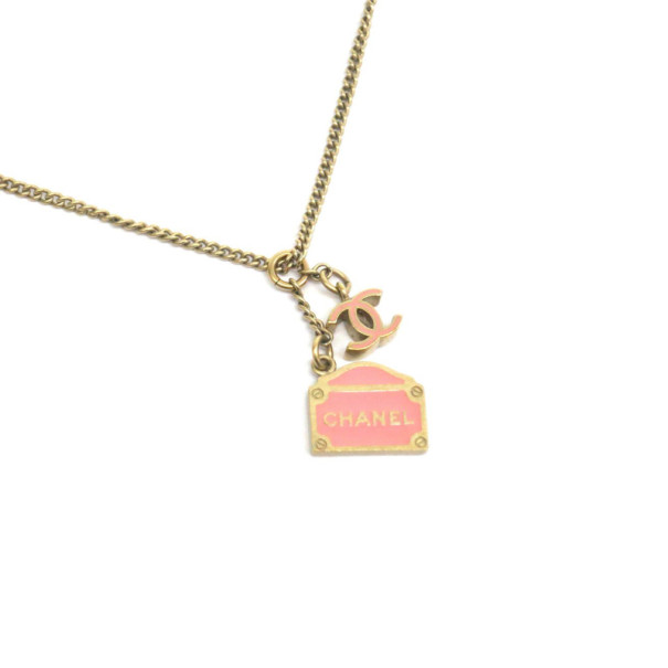 Pre Owned Chanel CC pink Chanel Envelope Pendant Necklace