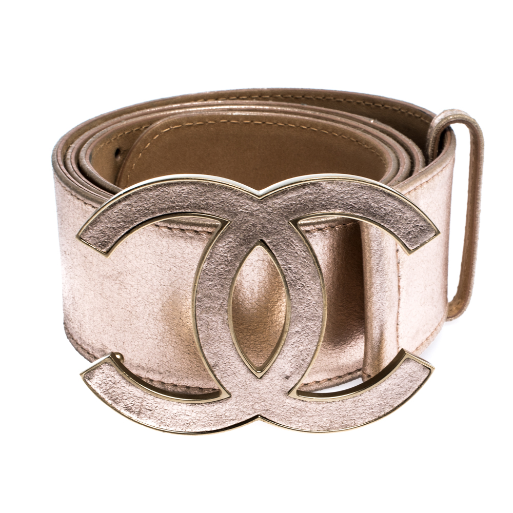 

Chanel Metallic Pink Leather CC Buckle Belt