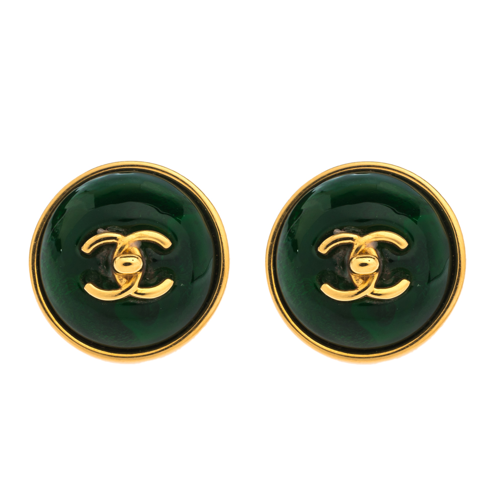 chanel green earrings