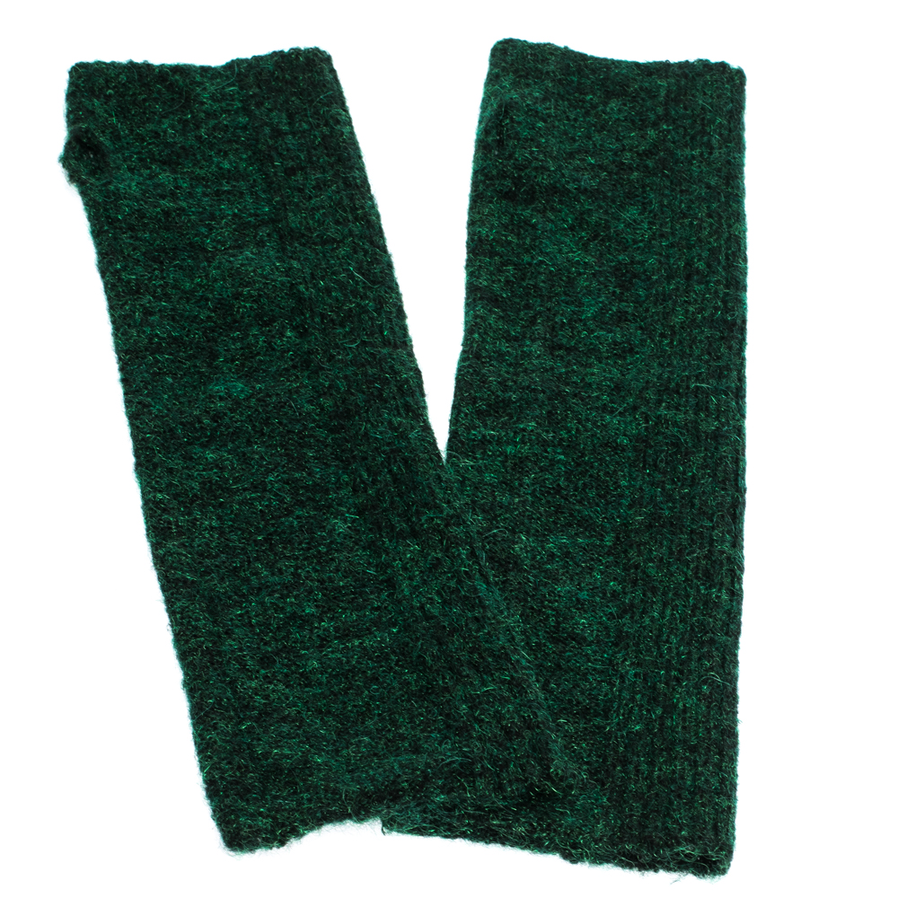 

Chanel Green Lurex Knit Embellished Fingerless Gloves