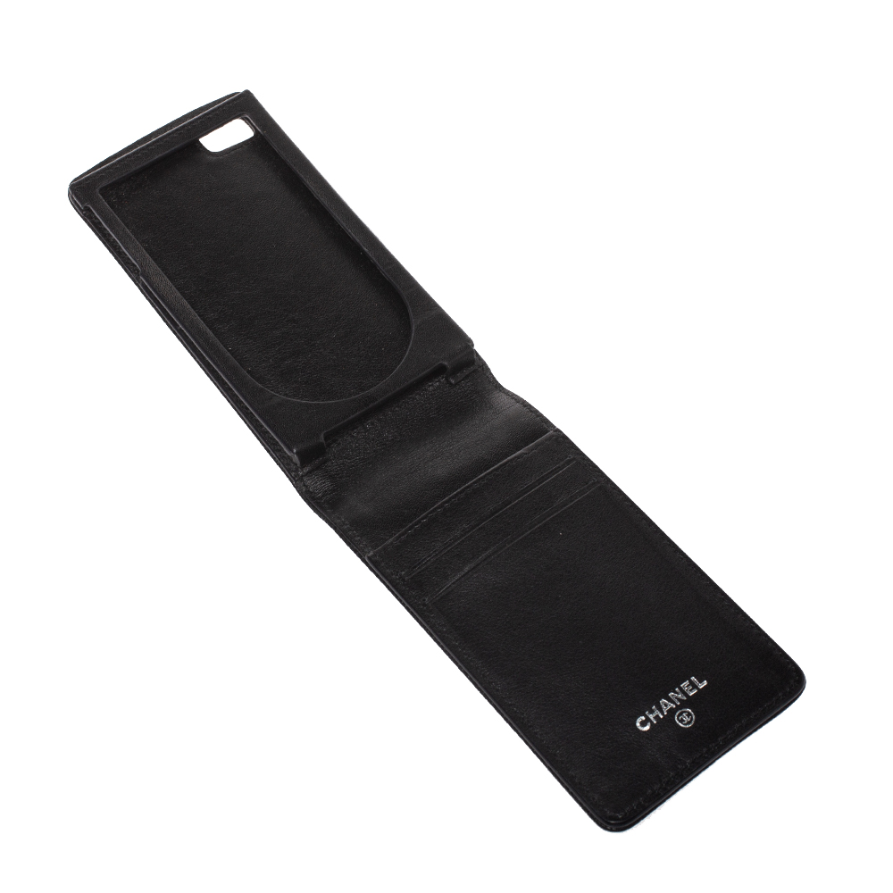 

Chanel Black Leather Phone Case