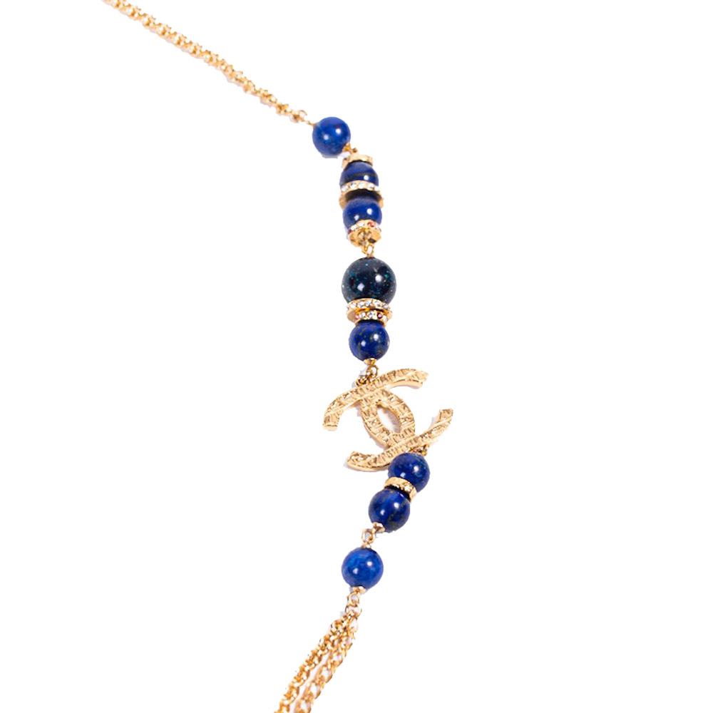 

Chanel Pearl Crystal Gold Tone Long Necklace