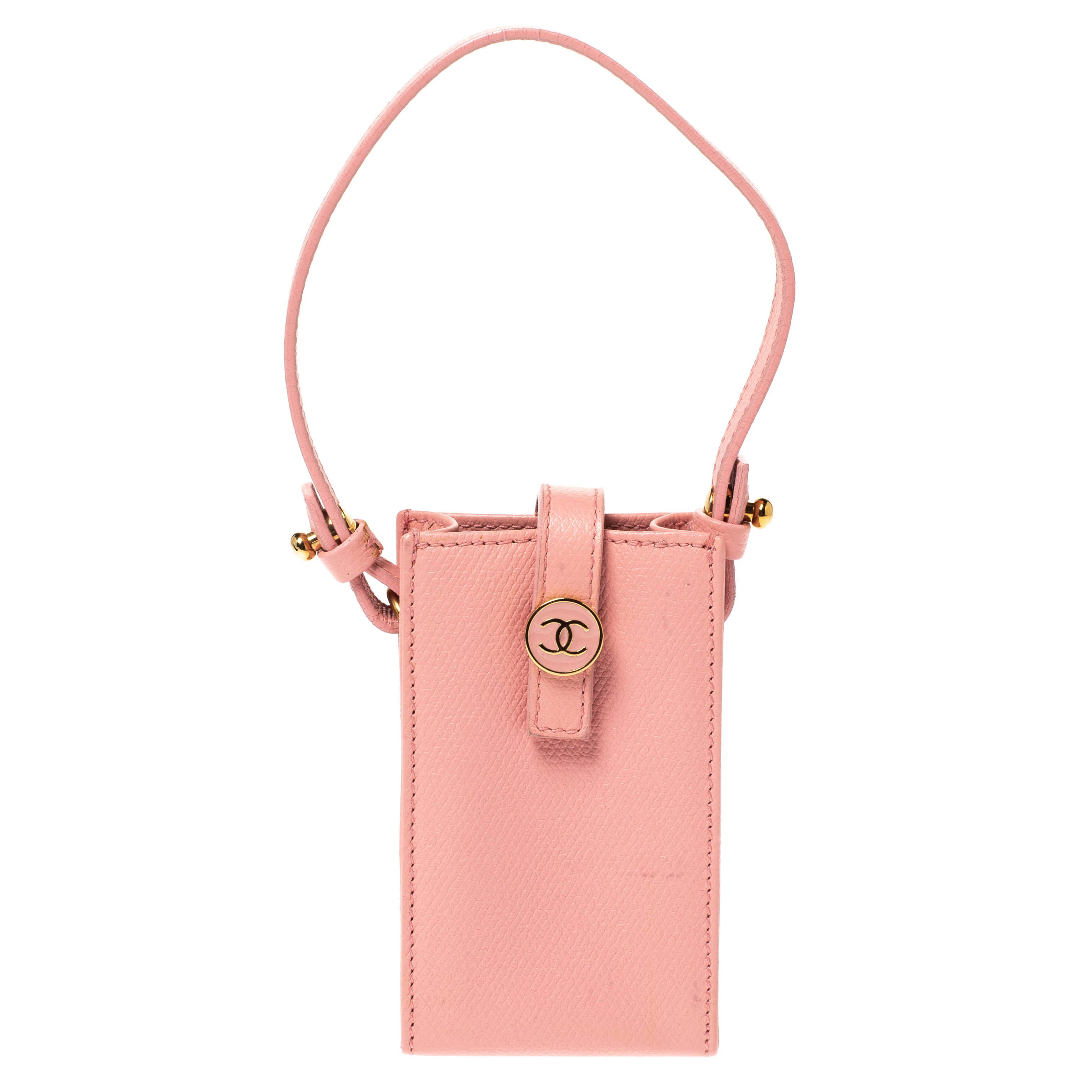 مملوكة مسبقًا Chanel Pink Leather Vintage CC Phone Holder