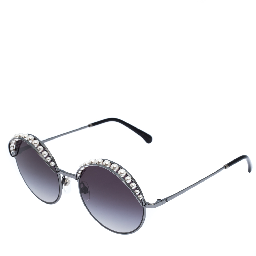 chanel round pearl sunglasses