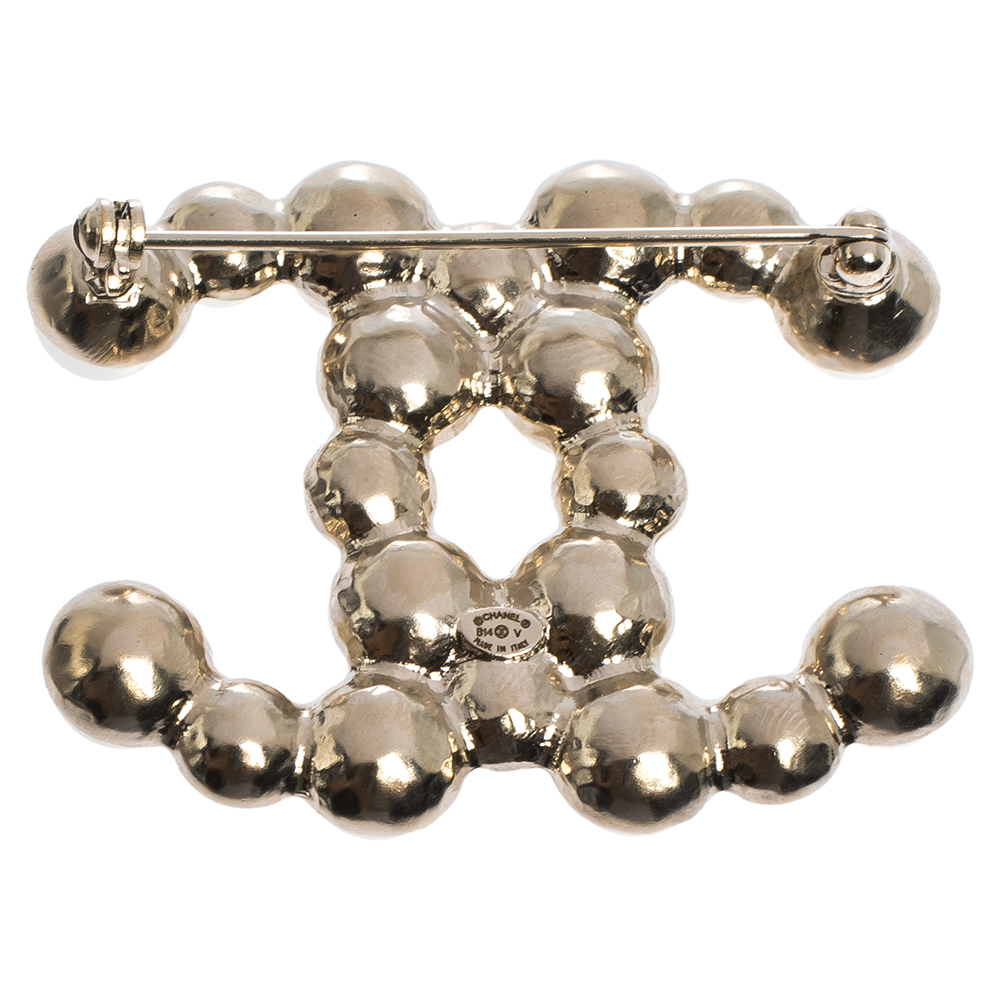 

Chanel CC Faux Pearl Gold Tone Brooch, Cream