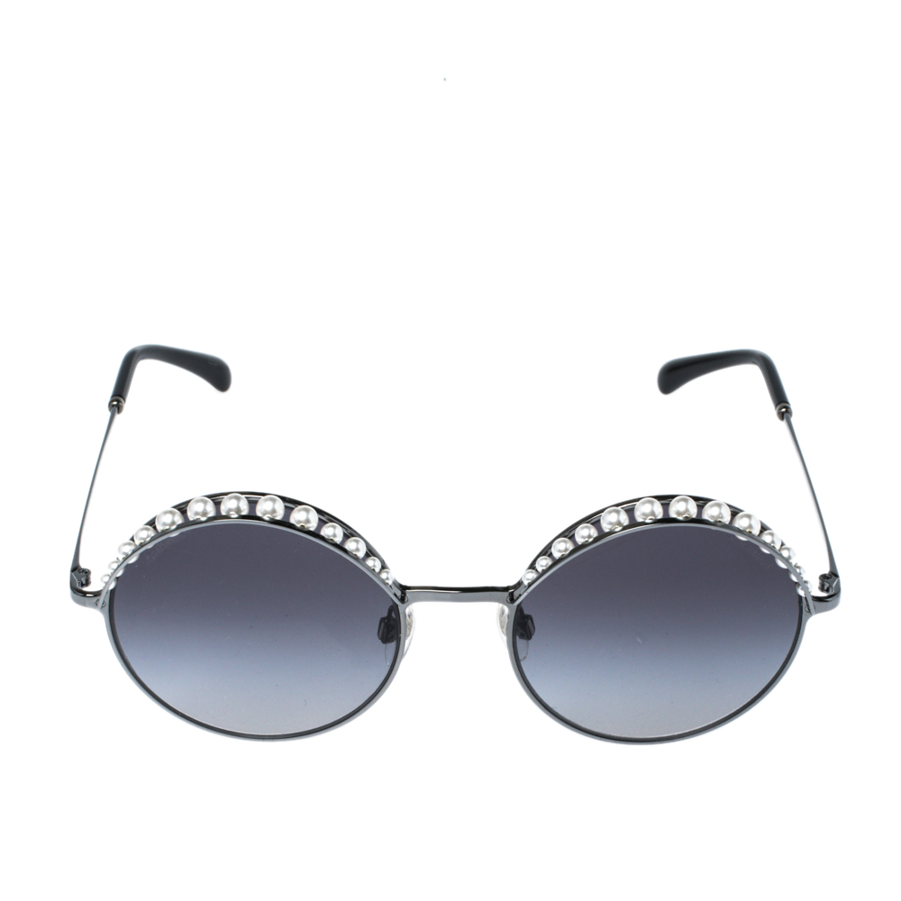 

Chanel Pearl Embellished/Grey Gradient 4234H Round Sunglasses