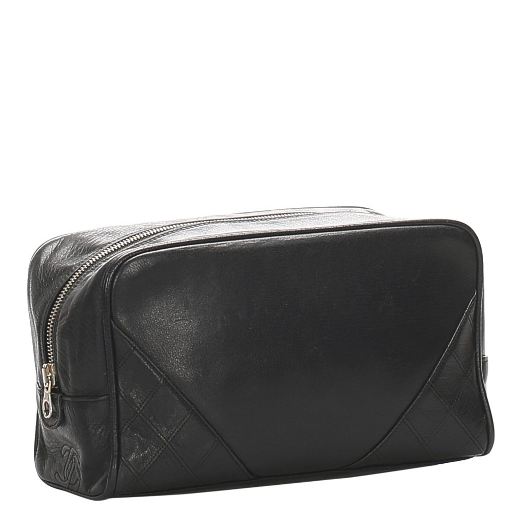 

Chanel Black CC Lambskin Leather Pouch