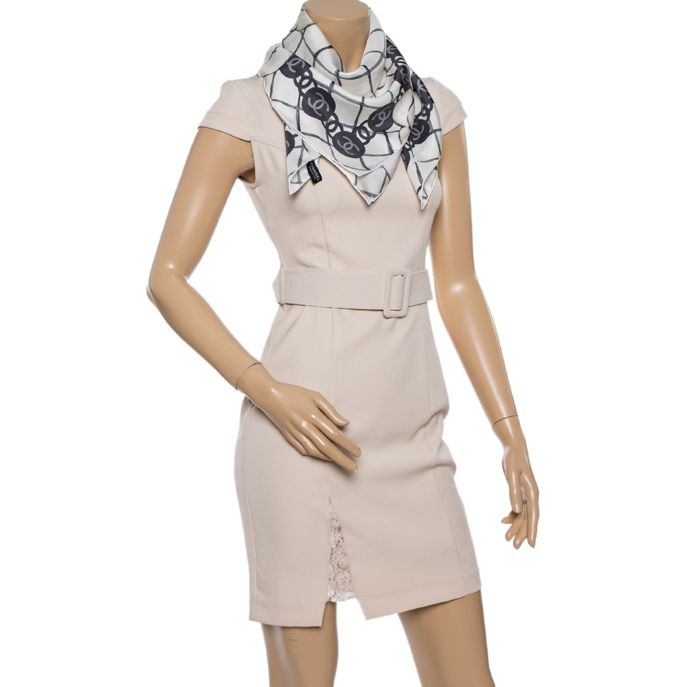 

Chanel Cream Camellia Print Silk Twill Square Scarf