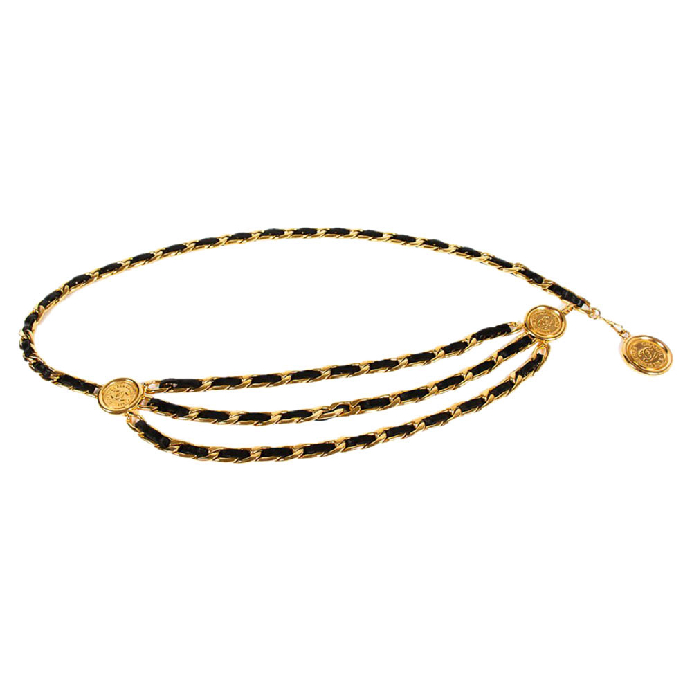 Pre Owned Chanel Vintage Chain-Link Medallion Belt Size 85 cm