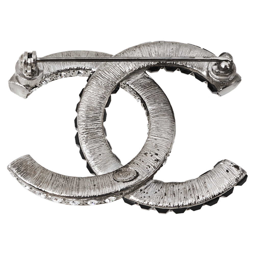 

Chanel CC Crystal Embellished Silver Tone Pin Brooch