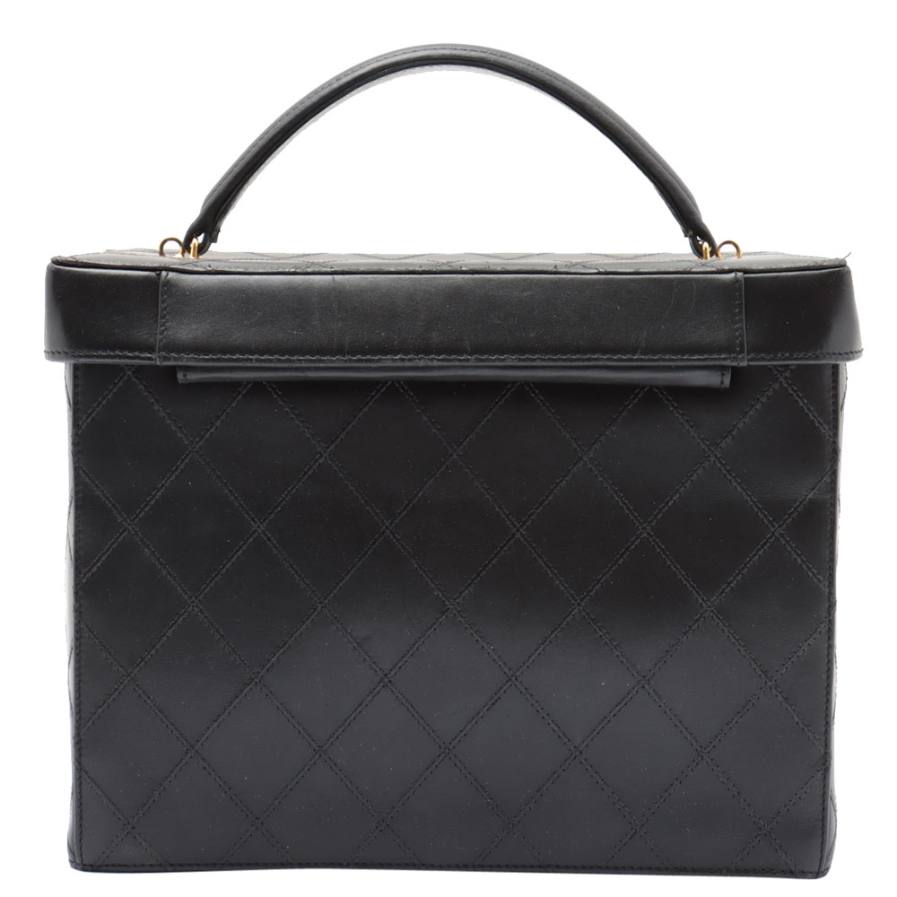 

Chanel Black Quilted Leather CC Cosmetic Travel Case Bag